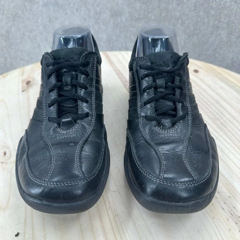 Clarks Clarks Wave Walk Mens 8M Black‎ Leather Lace Up Walking Shoes Sneakers